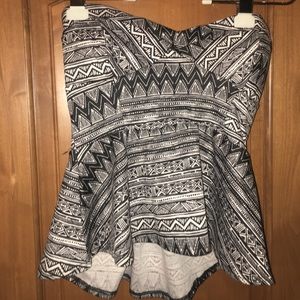 Geometric Strapless top